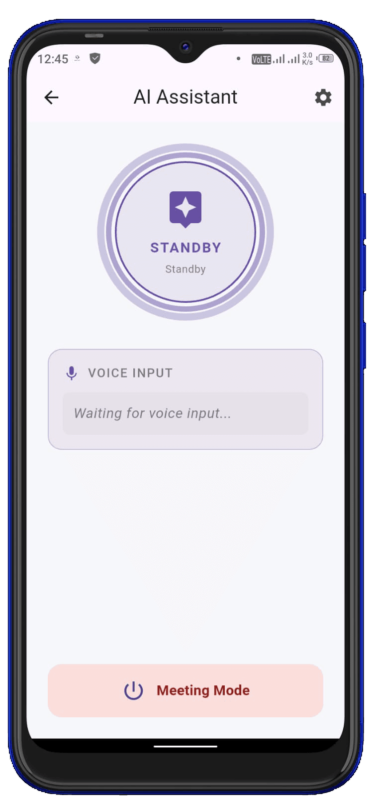 AI Assistant interface with advanced features